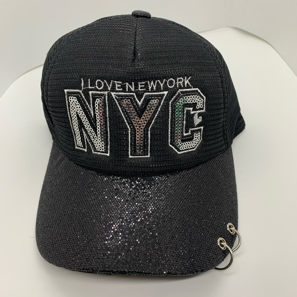 NYC Hat with sparkles and piercing rings